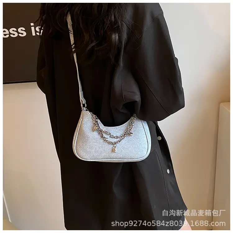 Silver French Commuter Chain Crossbody Bag for Women — feature 16