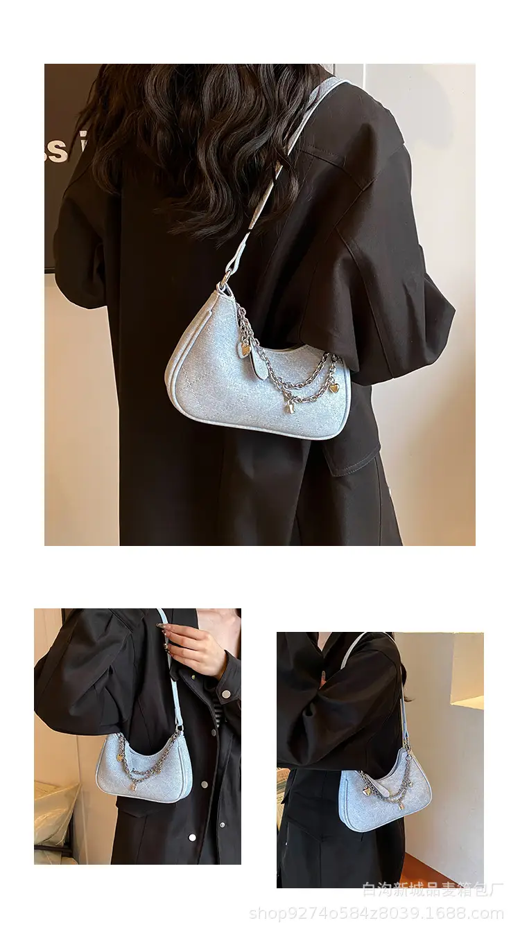 Silver French Commuter Chain Crossbody Bag for Women — feature 3
