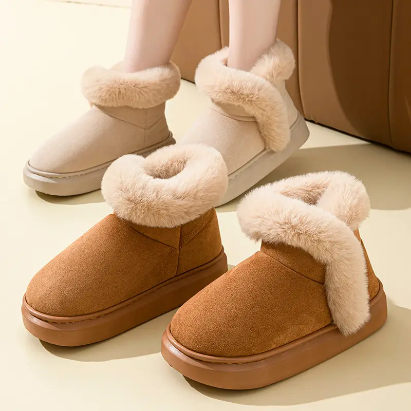 Women Korean Style Fleece Lined Slippers Pink