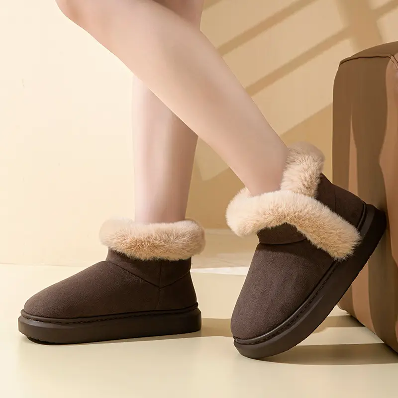Women Korean Style Fleece Lined Slippers Pink