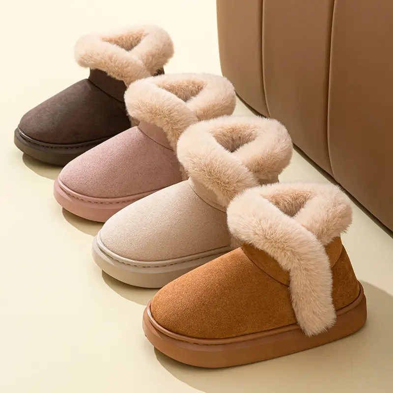 Women Korean Style Fleece Lined Slippers Pink