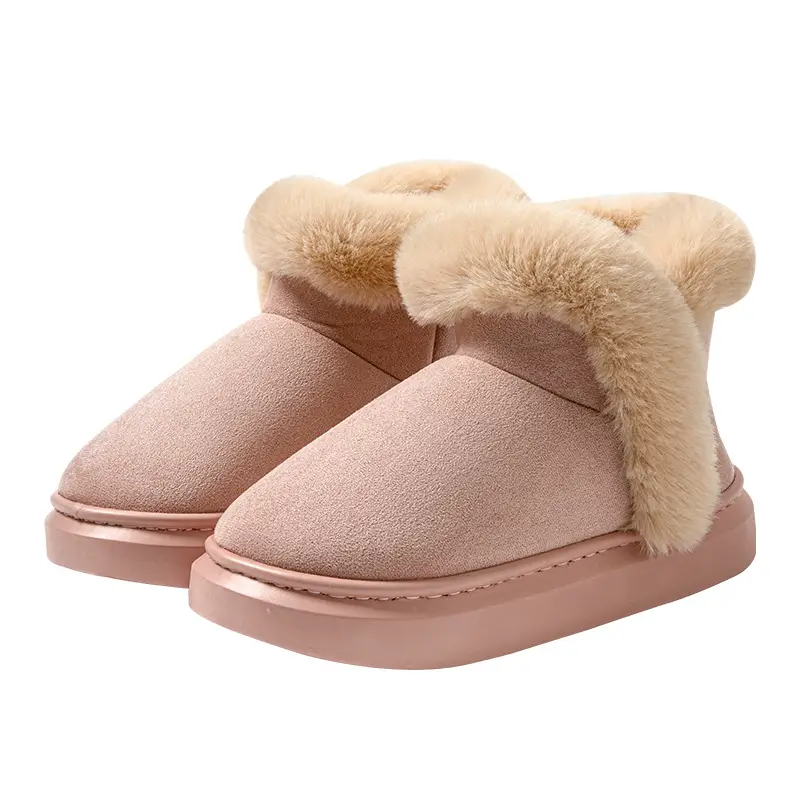 Women Korean Style Fleece Lined Slippers Pink
