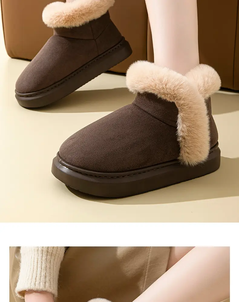 Women Korean Style Fleece Lined Slippers Pink — feature 16