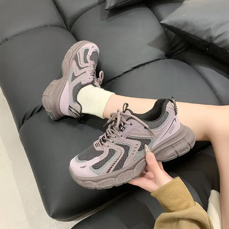Women Grey Thick Heel Running Shoes 2025 - Image 6