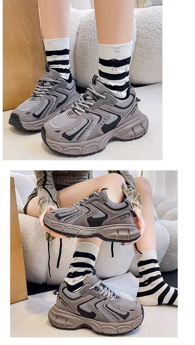 Women Grey Thick Heel Running Shoes 2025 โ feature 10
