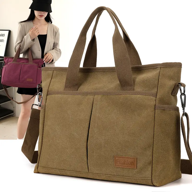 Large Capacity Tan Tote Bag for Men Women - Image 8