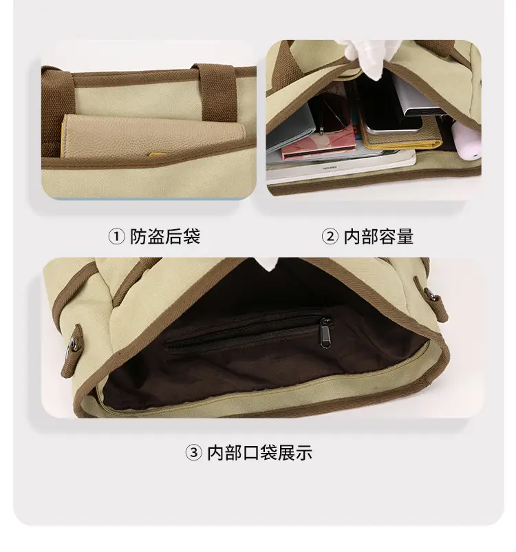 Large Capacity Tan Tote Bag for Men Women — feature 11
