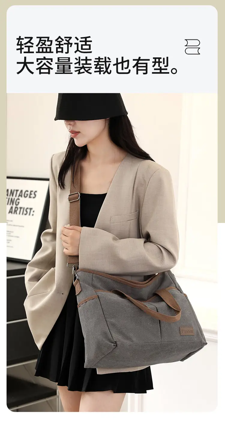 Large Capacity Tan Tote Bag for Men Women — feature 5