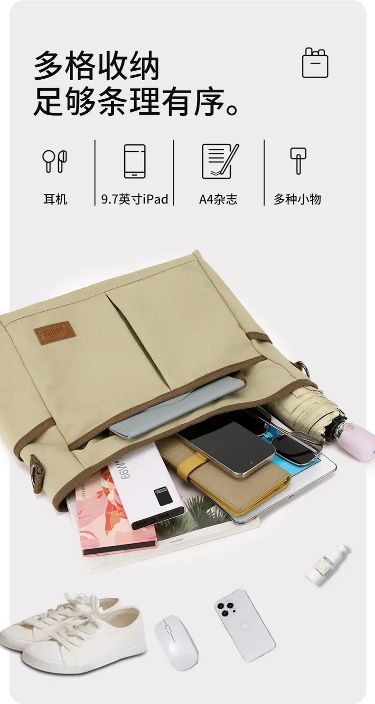 Large Capacity Tan Tote Bag for Men Women — feature 8