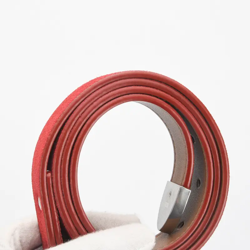 Women's Red Korean Belt with Needle Buckle - Image 16