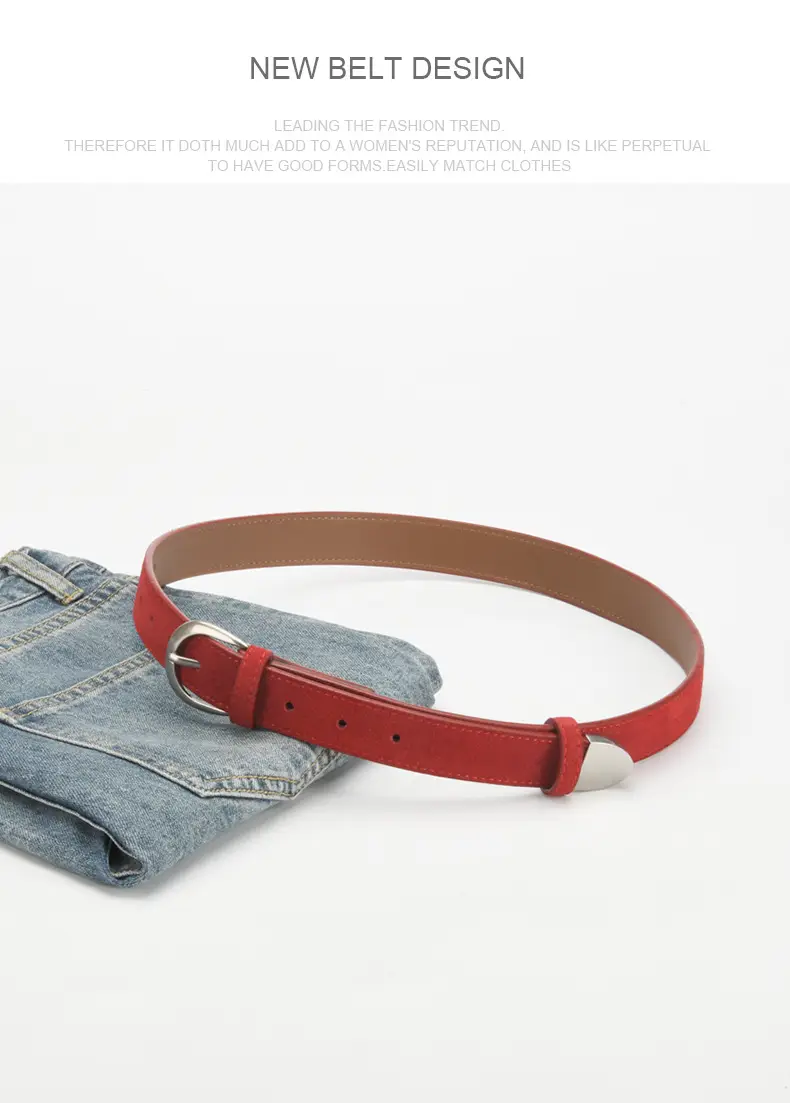 Women's Red Korean Belt with Needle Buckle — feature 13