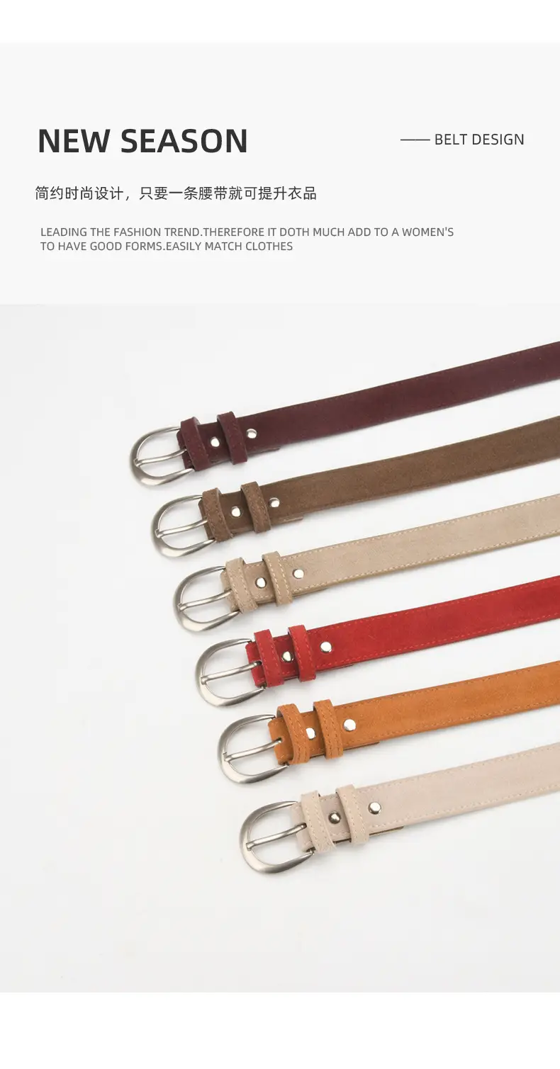 Women's Red Korean Belt with Needle Buckle — feature 4