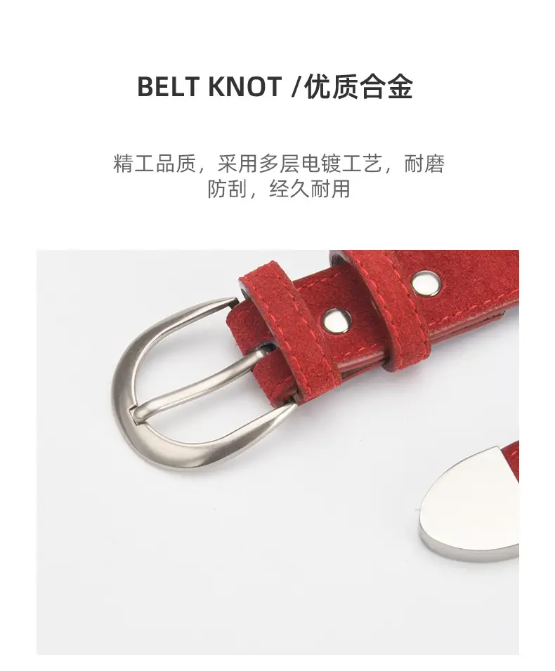 Women's Red Korean Belt with Needle Buckle — feature 6