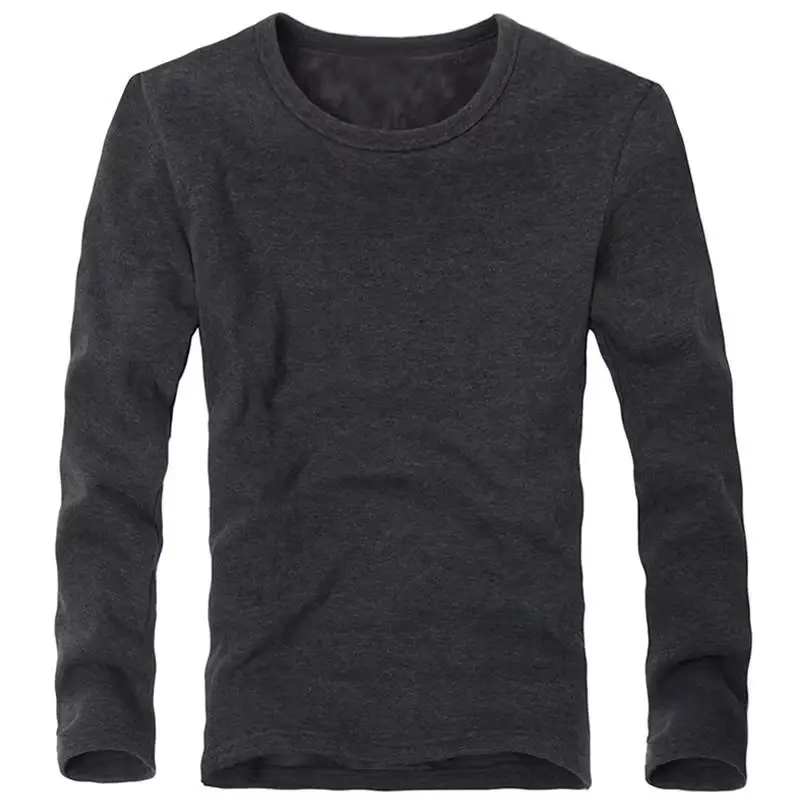 Men Fleece Lined Navy Blue Long Sleeve Shirt — feature 3