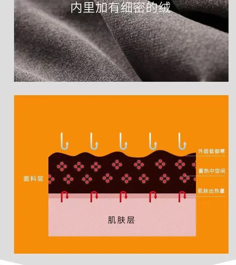Men Long Sleeve Fleece T-Shirt Brown Double Sided Mock Collar — feature 12
