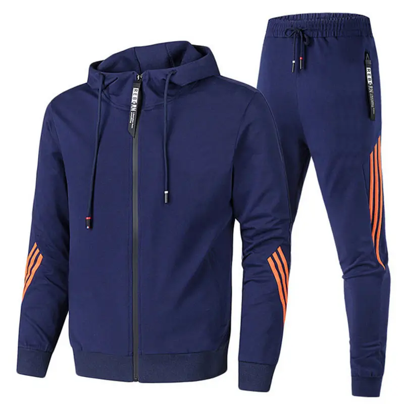 Men Yellow Black Hoodie Pants Set with 3Stripes