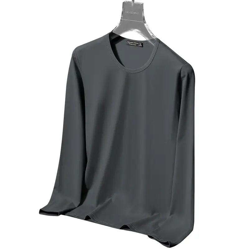 Men Grey Long Sleeve T-Shirt Spring Autumn Wear - Image 16