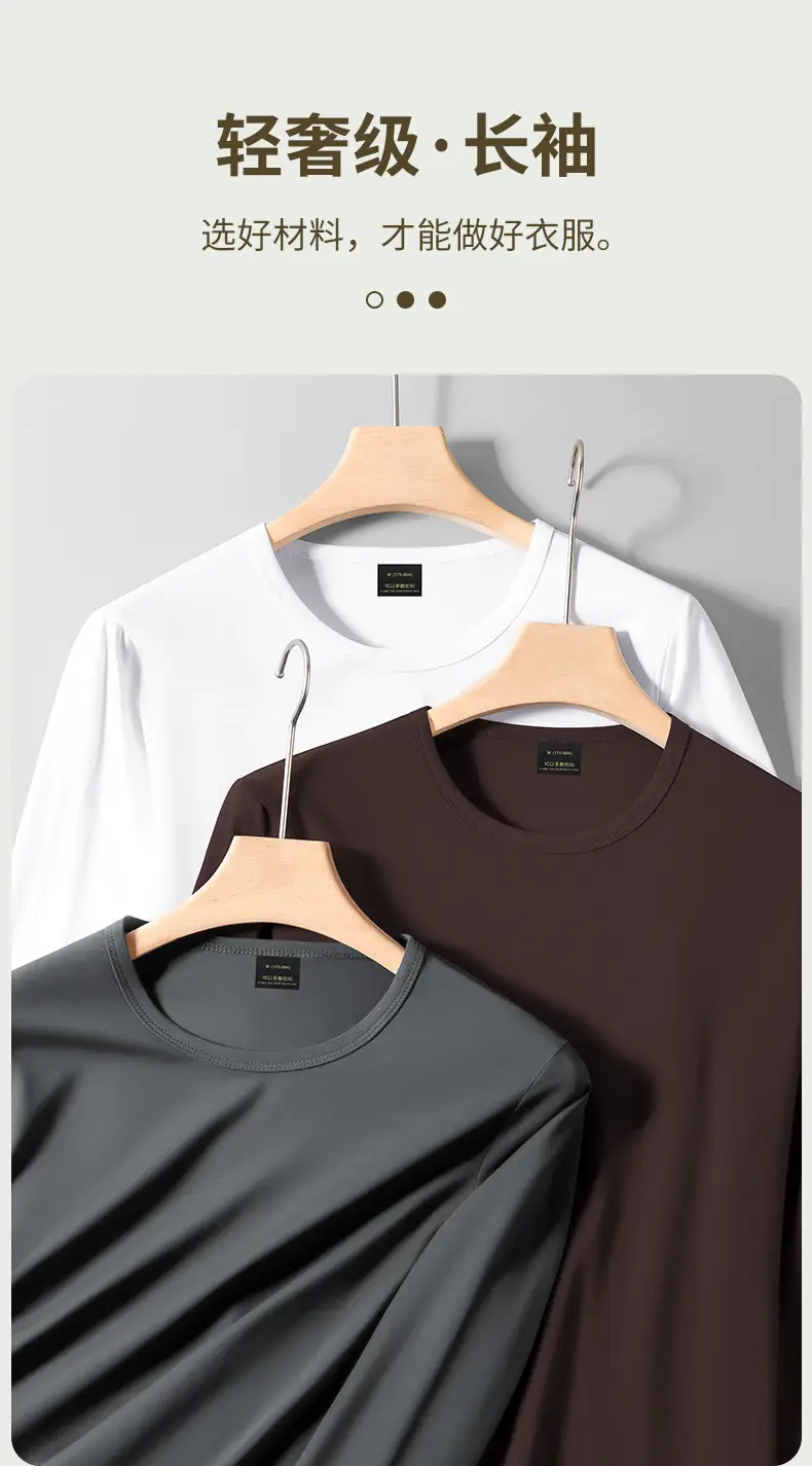 Men Grey Long Sleeve T-Shirt Spring Autumn Wear — feature 5