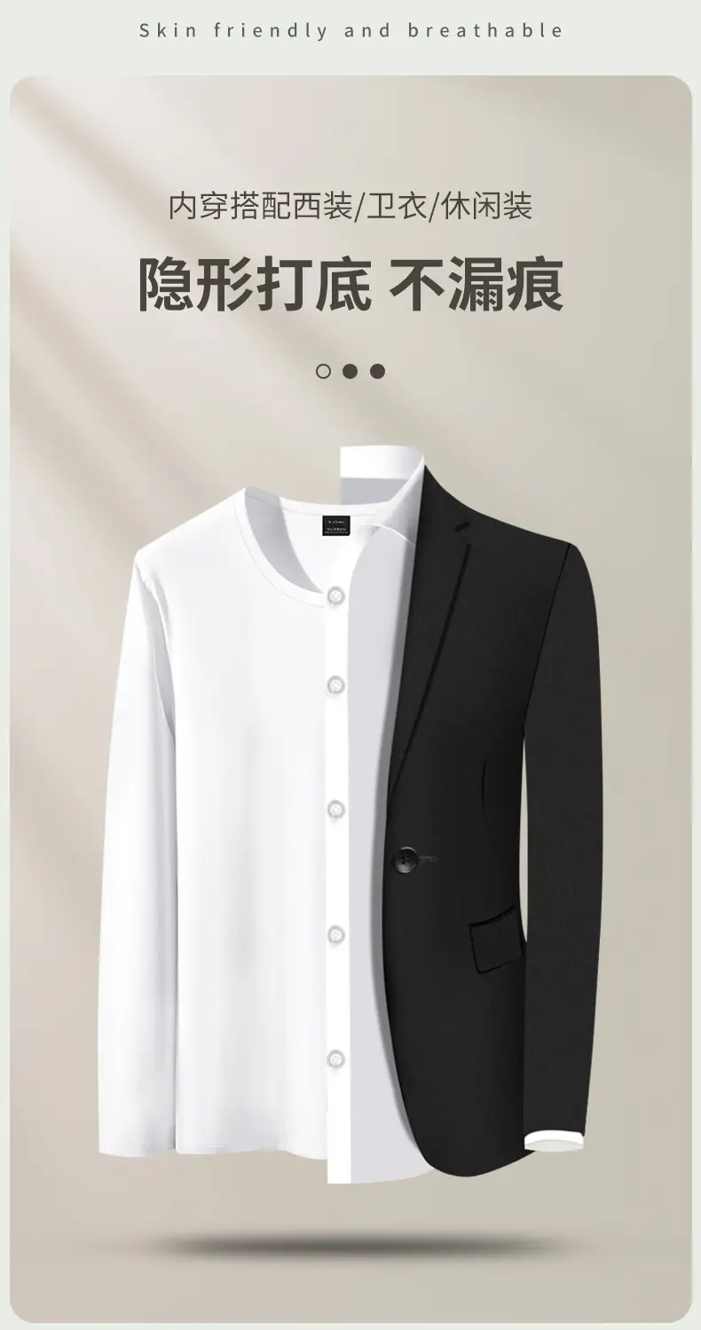 Men Grey Long Sleeve T-Shirt Spring Autumn Wear — feature 9