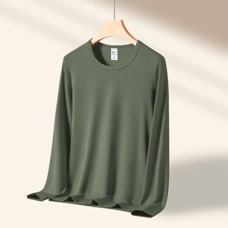 Men Grey Long Sleeve T-Shirt Spring Autumn Wear - Image 10