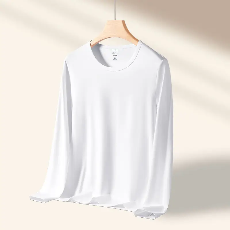 Men Grey Long Sleeve T-Shirt Spring Autumn Wear - Image 2