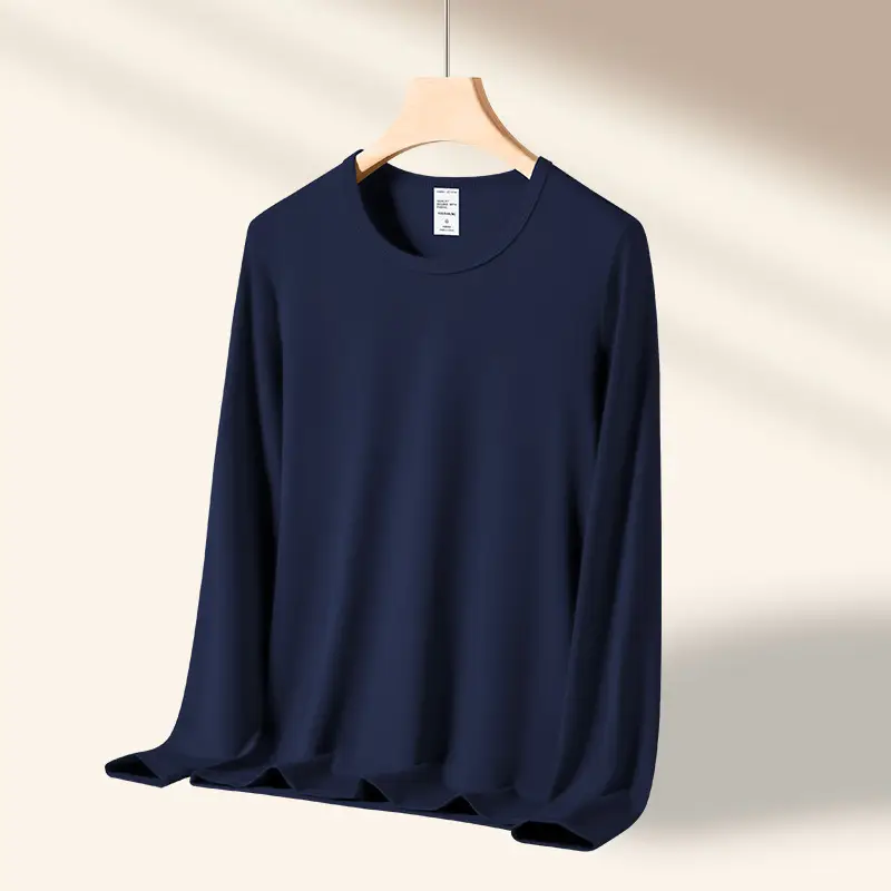 Men Grey Long Sleeve T-Shirt Spring Autumn Wear - Image 3