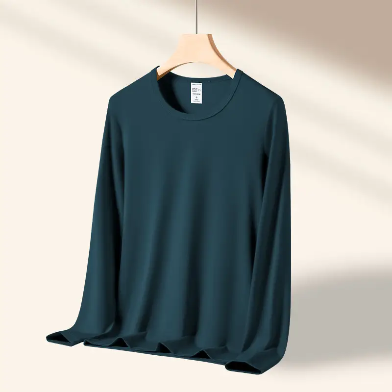 Men Grey Long Sleeve T-Shirt Spring Autumn Wear - Image 6