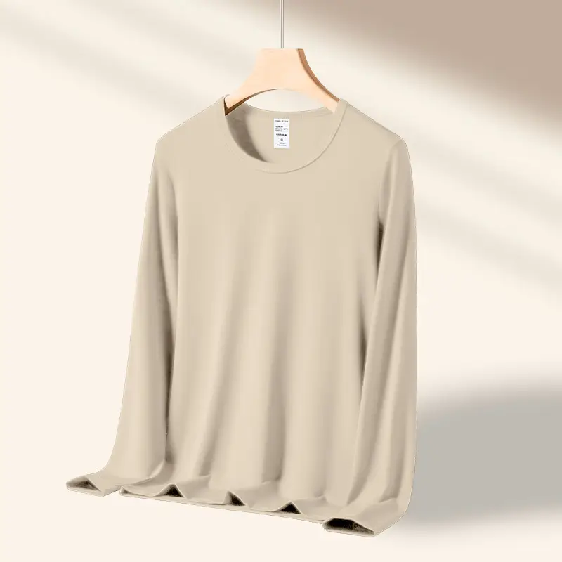 Men Grey Long Sleeve T-Shirt Spring Autumn Wear - Image 7