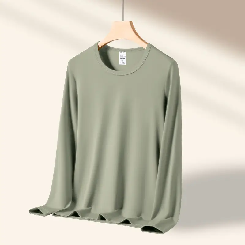 Men Grey Long Sleeve T-Shirt Spring Autumn Wear - Image 8