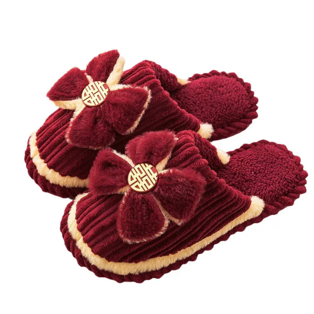 Wedding Slippers in Festive Red for Women, 2026 New Model, Bridal Dowry, Newlywed Couple's Wedding Shoes, Home Use, Morning Robe - Image 8