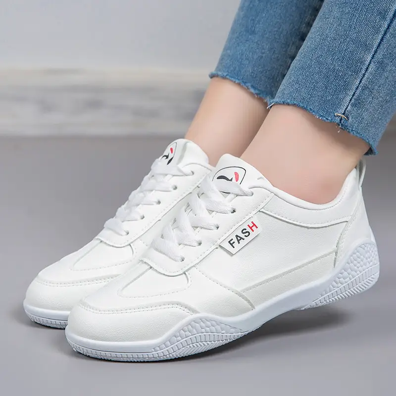 2026 New Spring Leather White Shoes for Women, Korean Style Versatile Casual Shoes, Soft-Soled Breathable Sports Running Shoes - Image 6
