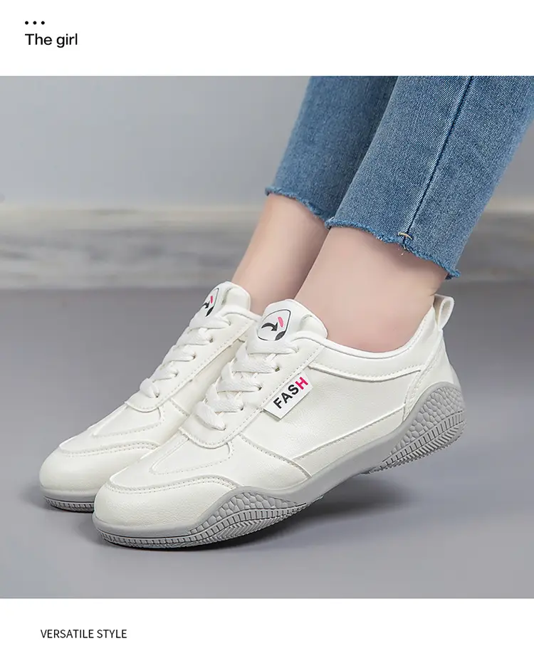 2026 New Spring Leather White Shoes for Women, Korean Style Versatile Casual Shoes, Soft-Soled Breathable Sports Running Shoes — feature 21