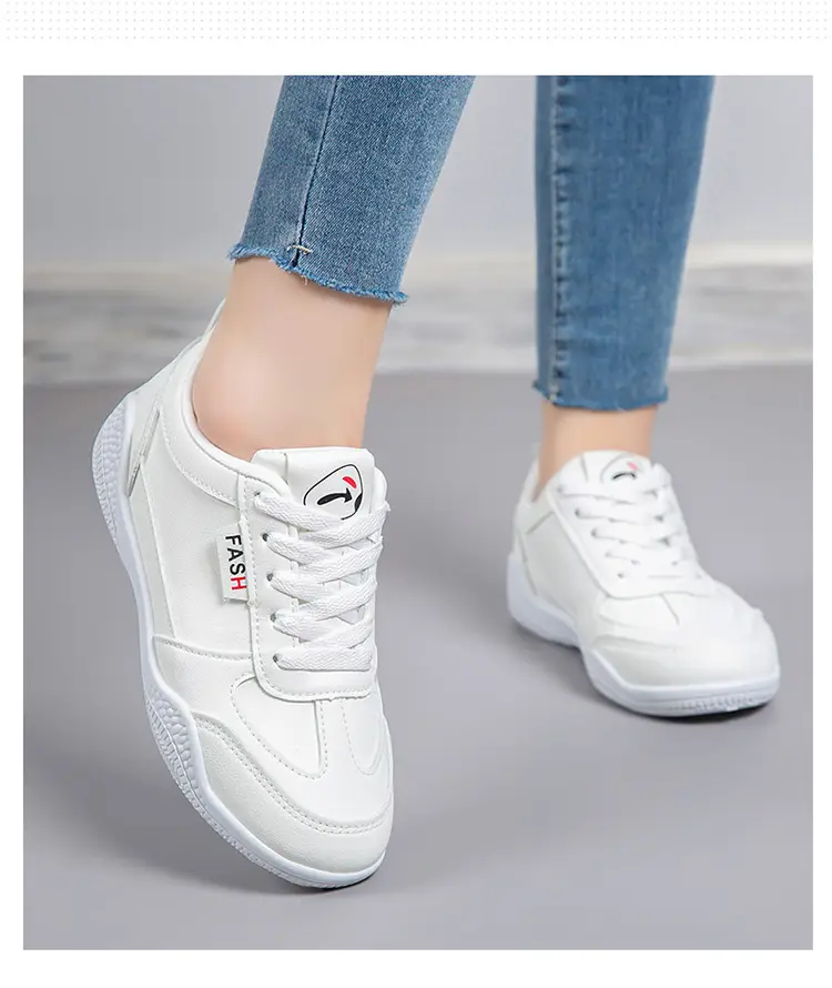 2026 New Spring Leather White Shoes for Women, Korean Style Versatile Casual Shoes, Soft-Soled Breathable Sports Running Shoes — feature 5