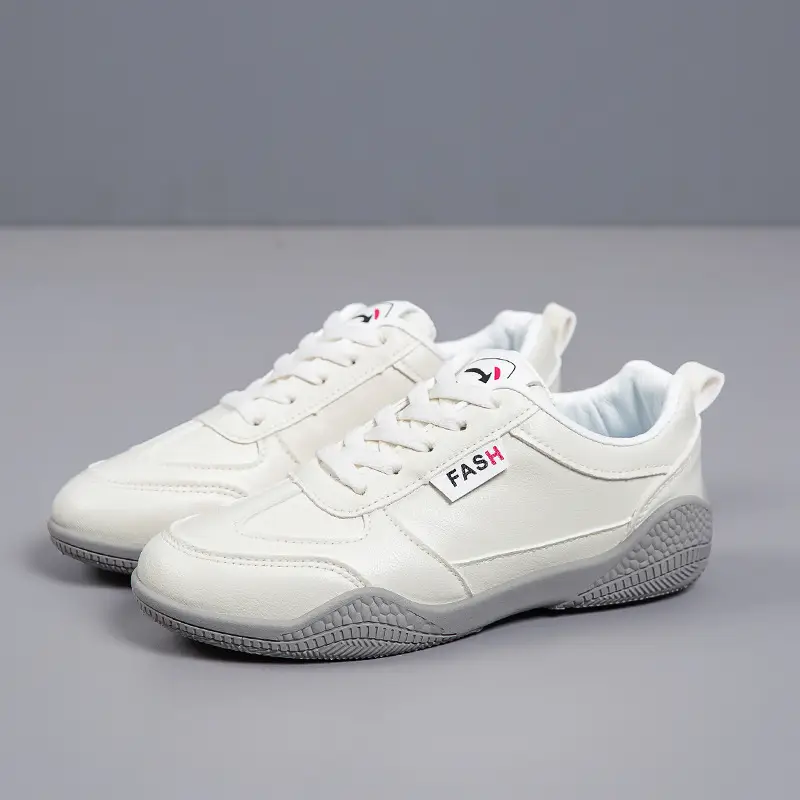2026 New Spring Leather White Shoes for Women, Korean Style Versatile Casual Shoes, Soft-Soled Breathable Sports Running Shoes - Image 2