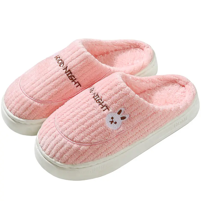New Cotton Slippers for Men in Autumn and Winter with Heel for Home Indoor Household Thick-Soled Warm Home Non-Slip Woolen Cotton Shoes for Women