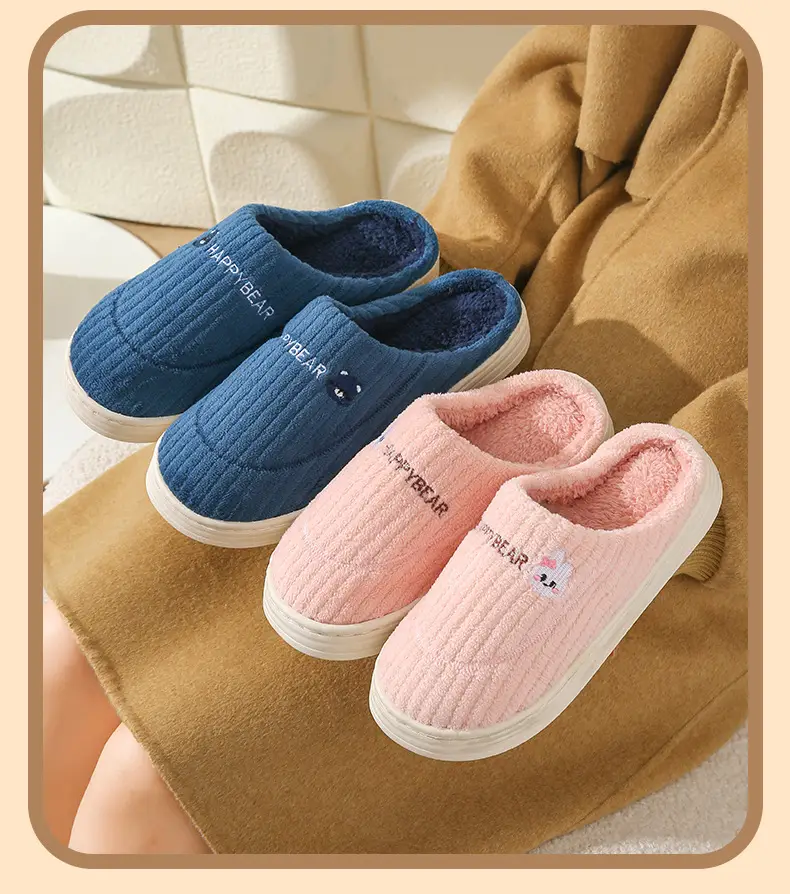 New Cotton Slippers for Men in Autumn and Winter with Heel for Home Indoor Household Thick-Soled Warm Home Non-Slip Woolen Cotton Shoes for Women — feature 10