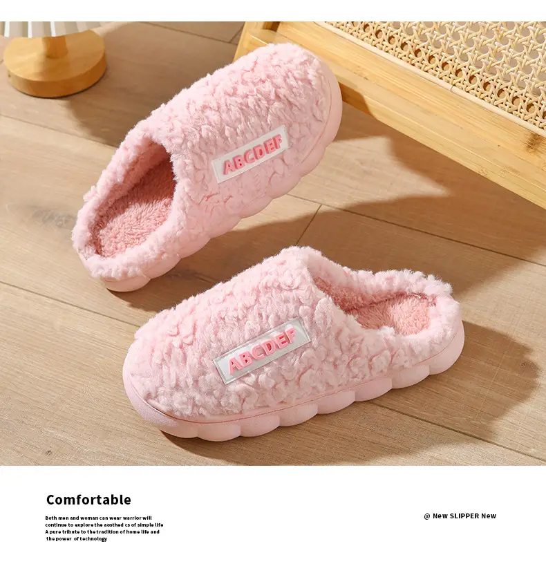 New Cotton Slippers for Men in Autumn and Winter with Heel for Home Indoor Household Thick-Soled Warm Home Non-Slip Woolen Cotton Shoes for Women — feature 16