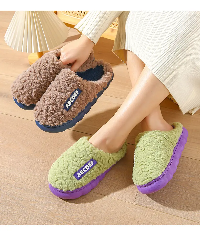 New Cotton Slippers for Men in Autumn and Winter with Heel for Home Indoor Household Thick-Soled Warm Home Non-Slip Woolen Cotton Shoes for Women — feature 17