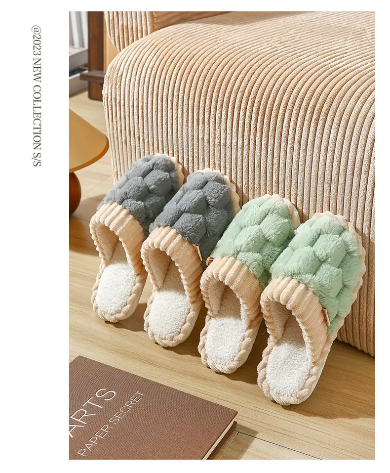 New Cotton Slippers for Men in Autumn and Winter with Heel for Home Indoor Household Thick-Soled Warm Home Non-Slip Woolen Cotton Shoes for Women — feature 20