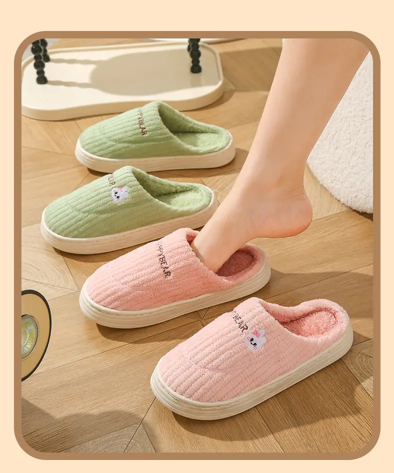 New Cotton Slippers for Men in Autumn and Winter with Heel for Home Indoor Household Thick-Soled Warm Home Non-Slip Woolen Cotton Shoes for Women — feature 9