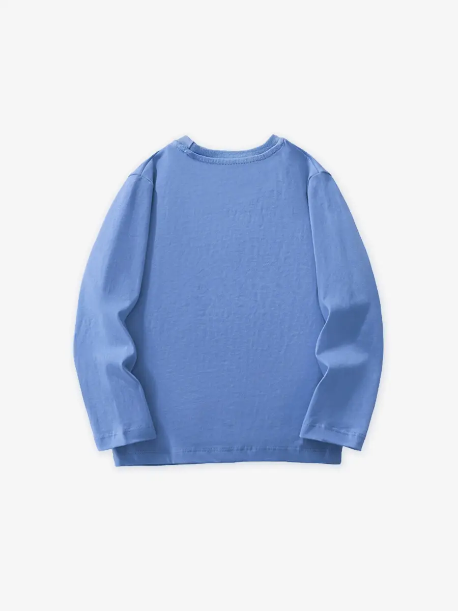 Boys Cotton Long Sleeve T-Shirt Blue Crocodile Print - Image 3
