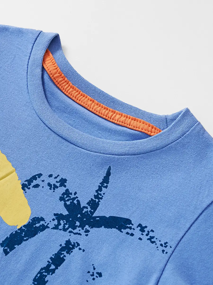 Boys Cotton Long Sleeve T-Shirt Blue Crocodile Print - Image 4