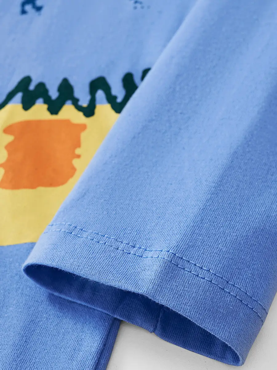 Boys Cotton Long Sleeve T-Shirt Blue Crocodile Print - Image 5