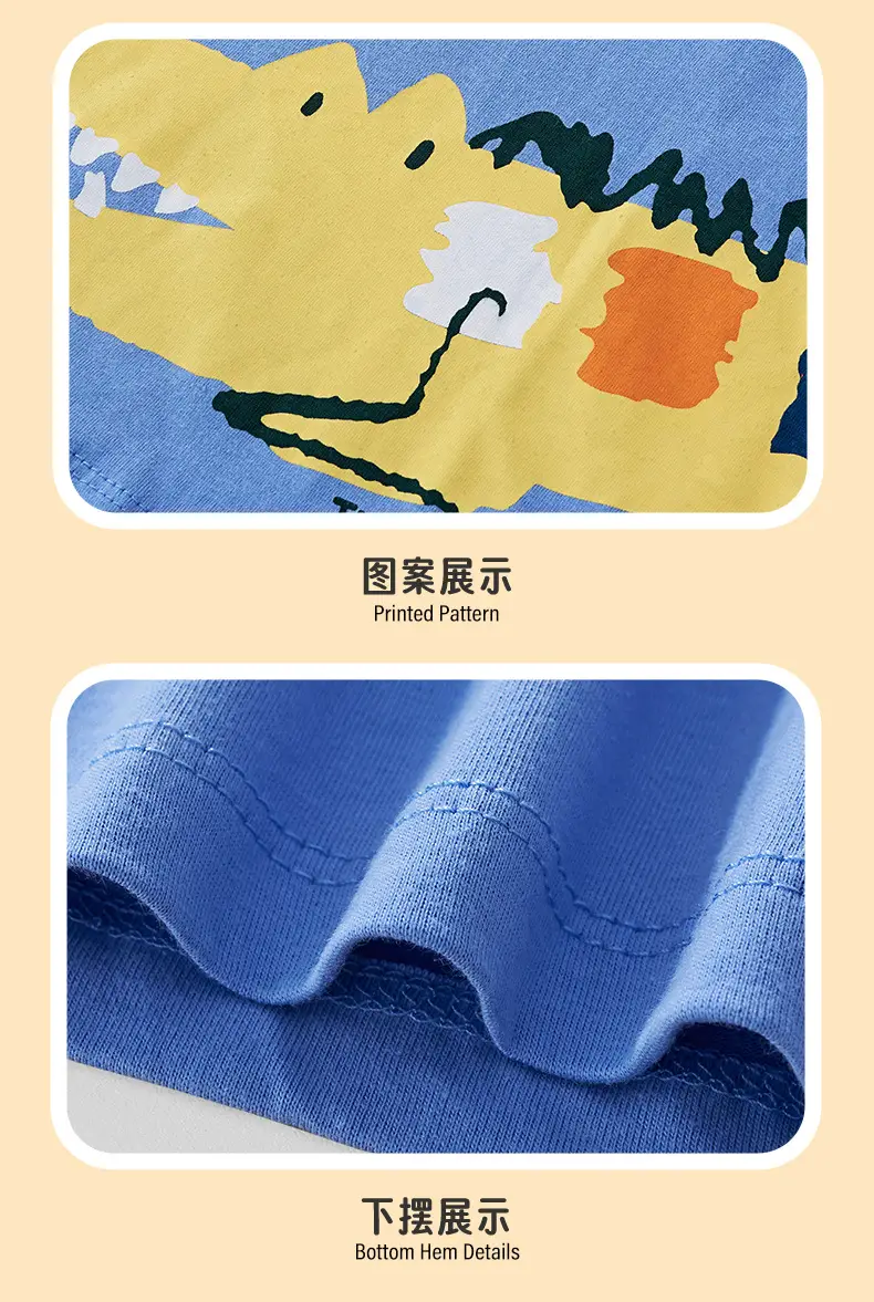 Boys Cotton Long Sleeve T-Shirt Blue Crocodile Print — feature 10
