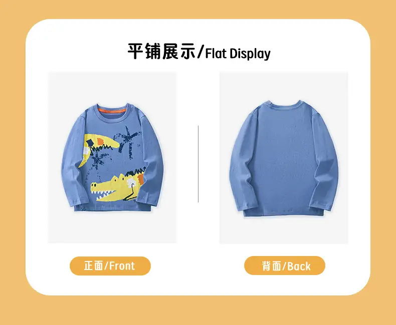 Boys Cotton Long Sleeve T-Shirt Blue Crocodile Print — feature 5