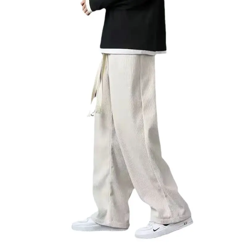 Men Velvet Straight Pants Black 2024 Casual Wear - Image 11