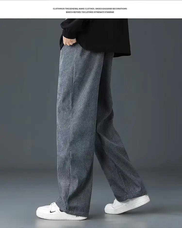 Men Velvet Straight Pants Black 2024 Casual Wear — feature 15