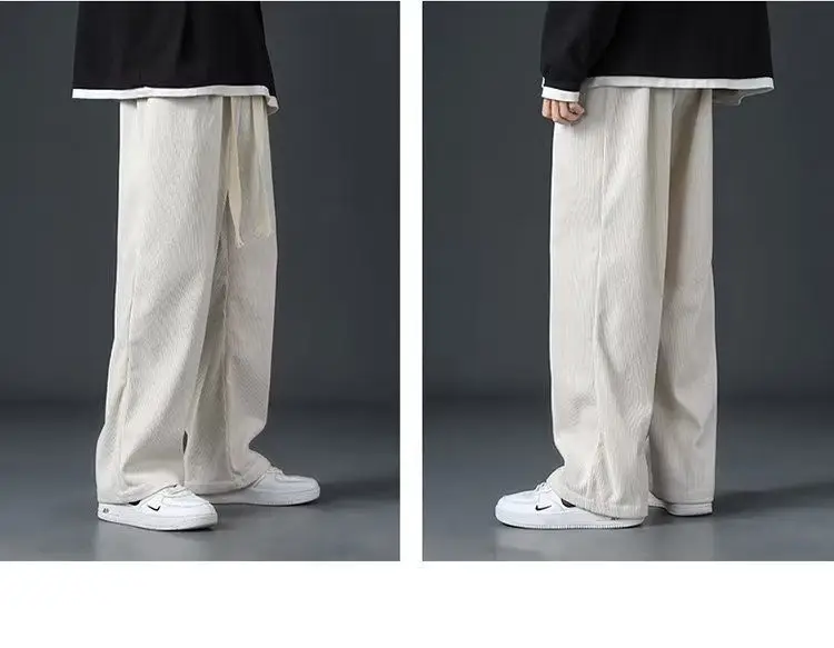 Men Velvet Straight Pants Black 2024 Casual Wear — feature 20