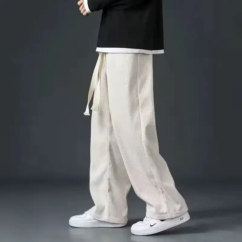 Men Velvet Straight Pants Black 2024 Casual Wear - Image 6