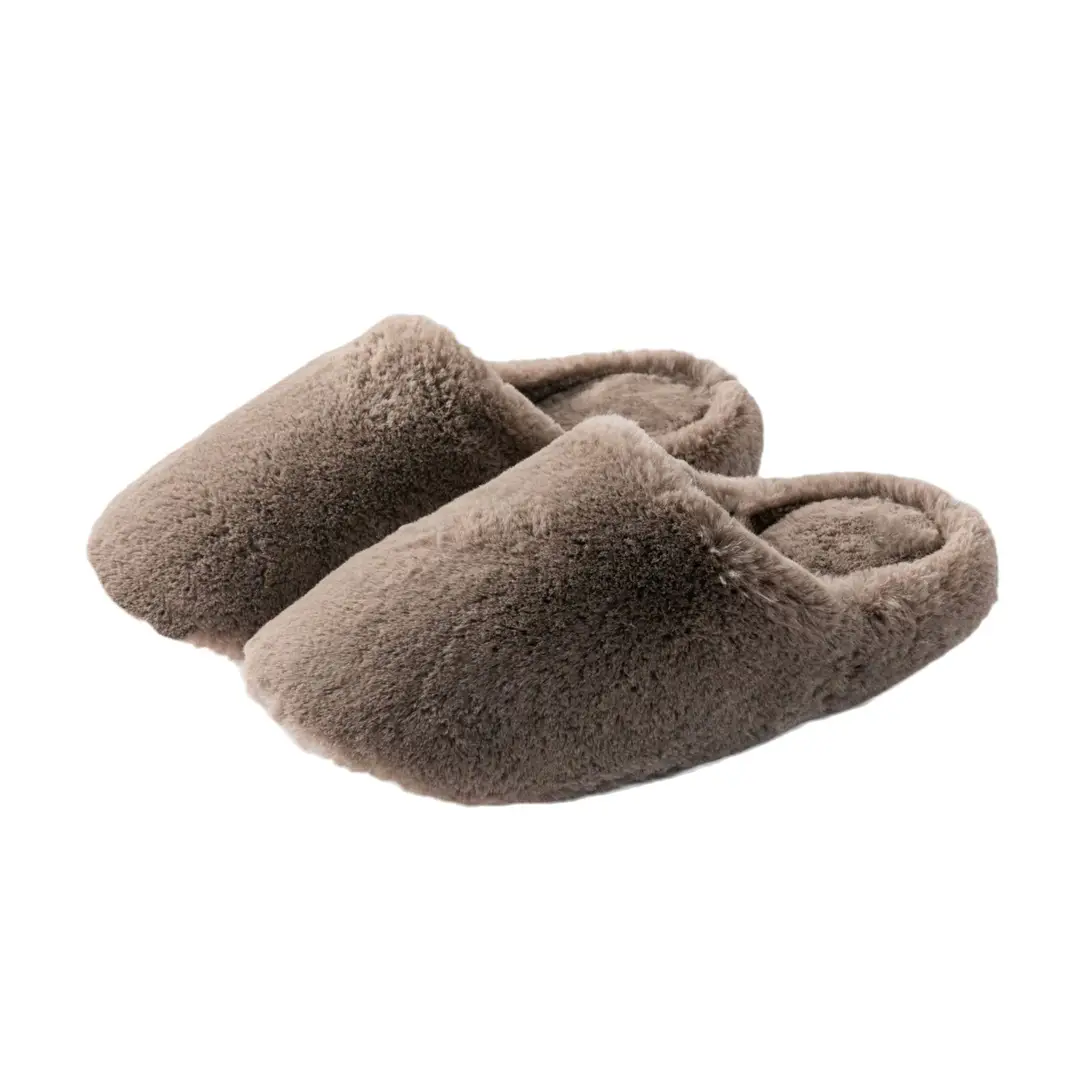 Autumn and winter soft bottom mute fleece-lined home indoor household poop warm plush cotton slippers for women